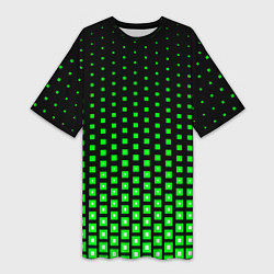 Женская длинная футболка Зелёные квадраты