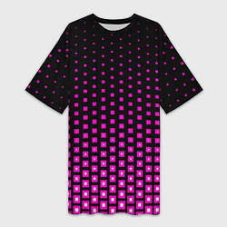 Футболка женская длинная Розовые квадраты, цвет: 3D-принт