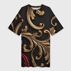 Женская длинная футболка Золотые абстрактные узоры