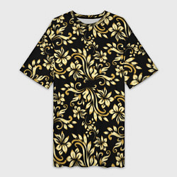 Женская длинная футболка Gold khokhloma