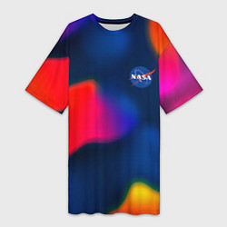 Футболка женская длинная Nasa gradient sportcolor, цвет: 3D-принт