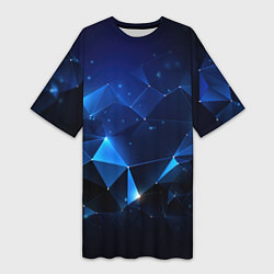 Женская длинная футболка Синяя геометрическая абстракция