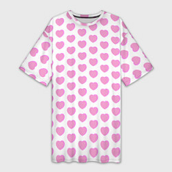 Женская длинная футболка Нежные розовые сердечки