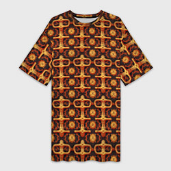 Женская длинная футболка Оранжевый деревянный абстрактный паттерн