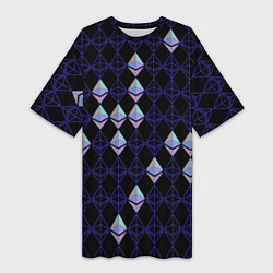 Женская длинная футболка Криптовалюта Ethereum на черном