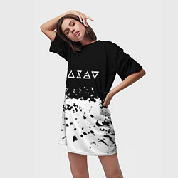 Футболка женская длинная Ведьмак краски текстура, цвет: 3D-принт — фото 2