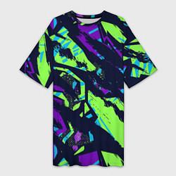 Женская длинная футболка Разноцветные текстурные штрихи