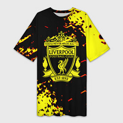 Футболка женская длинная Liverpool жёлтые краски текстура, цвет: 3D-принт