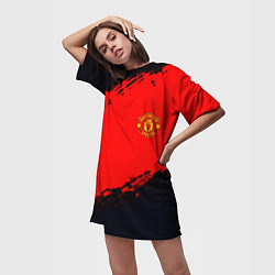 Футболка женская длинная Manchester United colors sport, цвет: 3D-принт — фото 2