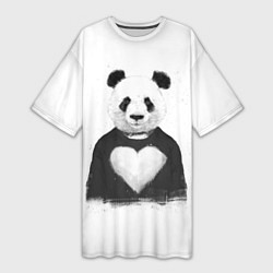 Футболка женская длинная Love panda, цвет: 3D-принт