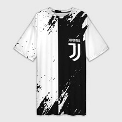 Женская длинная футболка Juventus краски чёрнобелые