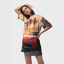 Футболка женская длинная GTA 6 logo auto style, цвет: 3D-принт — фото 2