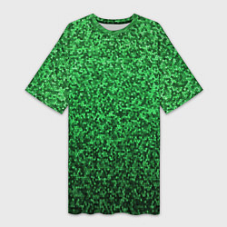 Футболка женская длинная Мелкая мозаика зелёный градиент, цвет: 3D-принт