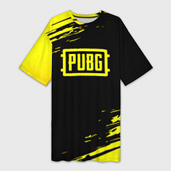Женская длинная футболка Pubg текстура краски жёлтые