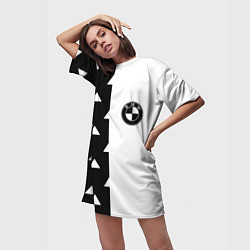 Футболка женская длинная BMW геометрия, цвет: 3D-принт — фото 2