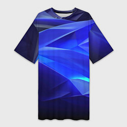 Футболка женская длинная Black and blue abstract background sport style, цвет: 3D-принт