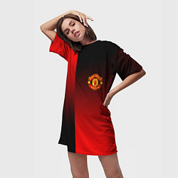 Футболка женская длинная Манчестер Юнайтед градиент спорт, цвет: 3D-принт — фото 2
