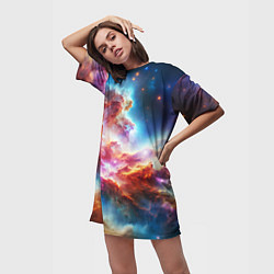 Футболка женская длинная The cosmic nebula, цвет: 3D-принт — фото 2