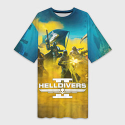 Футболка женская длинная Helldivers 2: Confrontation, цвет: 3D-принт