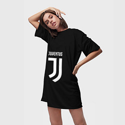 Футболка женская длинная Juventus sport fc белое лого, цвет: 3D-принт — фото 2