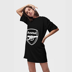 Футболка женская длинная Arsenal fc белое лого, цвет: 3D-принт — фото 2