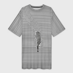 Женская длинная футболка Зебра плывущая в полосках