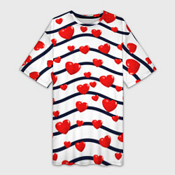 Женская длинная футболка Сердца на линиях