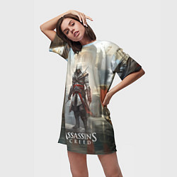 Футболка женская длинная Assassins creed game poster, цвет: 3D-принт — фото 2