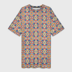 Женская длинная футболка Марокканская мозаика цветочный узор
