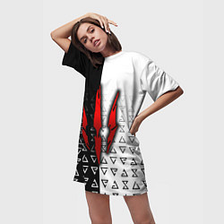 Футболка женская длинная Ведьмак - красные следы от когтей, цвет: 3D-принт — фото 2