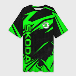 Футболка женская длинная Skoda - green uniform, цвет: 3D-принт