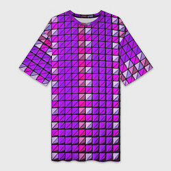Футболка женская длинная Фиолетовые плитки, цвет: 3D-принт
