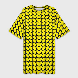 Женская длинная футболка Жёлтые лепестки шестиугольники