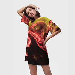 Футболка женская длинная Адское пламя инферно - inferno flame, цвет: 3D-принт — фото 2