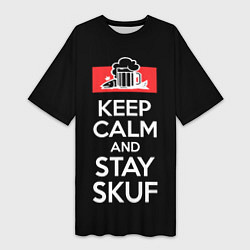 Футболка женская длинная Keep calm and stay skuf, цвет: 3D-принт