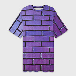 Женская длинная футболка Кирпичная стена фиолетовый паттерн