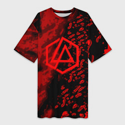 Футболка женская длинная Linkin park red logo, цвет: 3D-принт