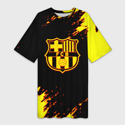 Женская длинная футболка Barcelona огненные краски лого