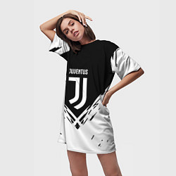 Футболка женская длинная Juventus sport geometry fc club, цвет: 3D-принт — фото 2