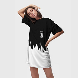 Футболка женская длинная Juventus fire, цвет: 3D-принт — фото 2