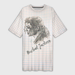 Футболка женская длинная Портрет Майкла Джексона рисунок карандашом, цвет: 3D-принт