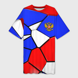 Футболка женская длинная Трехмерные плиты в стиле Российского флага, цвет: 3D-принт