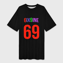 Футболка женская длинная 6ix9ine logo, цвет: 3D-принт