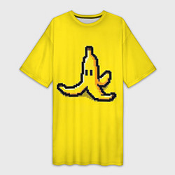 Женская длинная футболка Пиксельная кожура банана