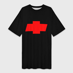 Футболка женская длинная Chevrolet red logo, цвет: 3D-принт