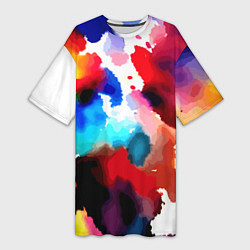 Футболка женская длинная Абстрактная акварельная композиция, цвет: 3D-принт