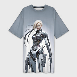 Женская длинная футболка Barbie - cyber warrior