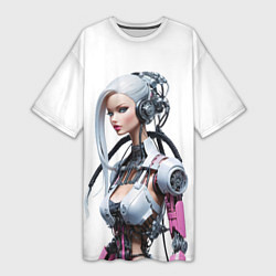 Женская длинная футболка Cyber warrior Barbie - ai art fantasy
