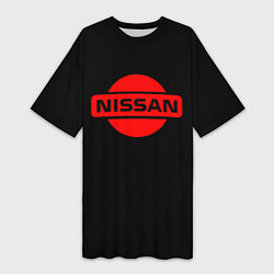 Футболка женская длинная Nissan red logo, цвет: 3D-принт