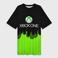 Женская длинная футболка Xbox green fire